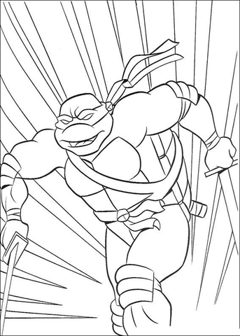 Leonardo Runs For Its Enemy  Coloring Page